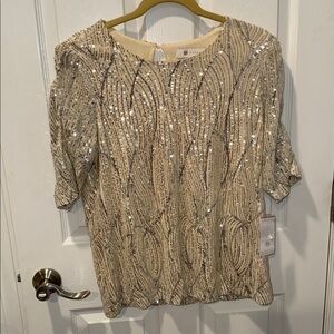 Fever Cream and Silver Sequin Blouse